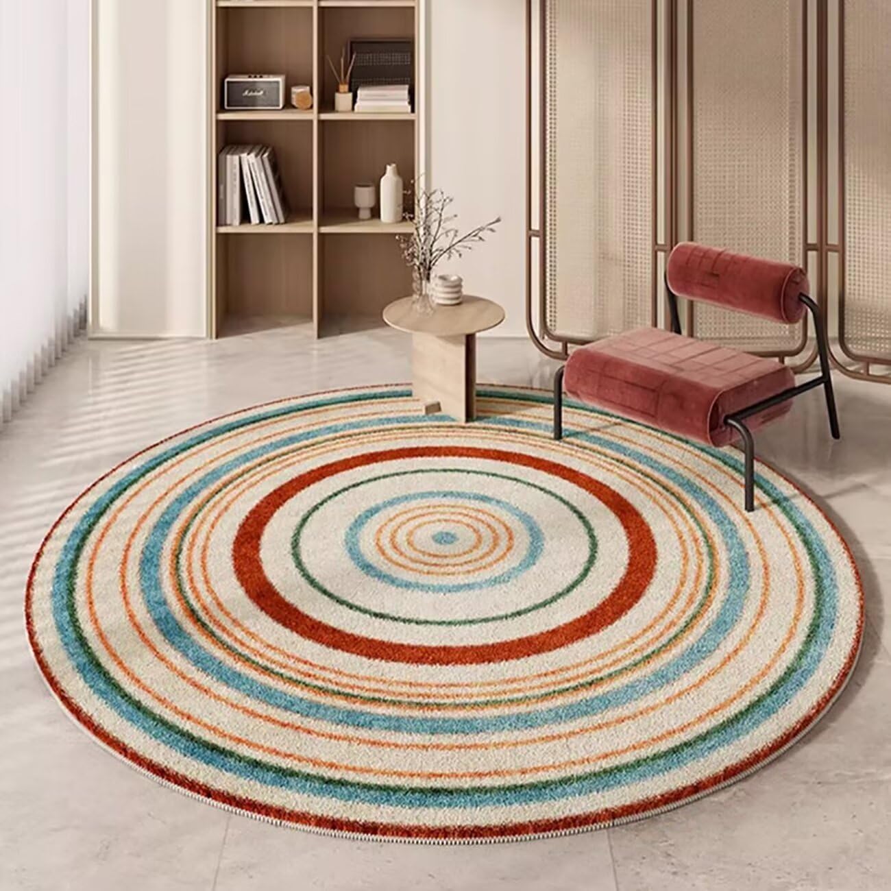 White Flowers Round Area Rug Mint Green Daisy Floral Circular Rugs for Kids Girls Bedroom Bedside Mat Soft Cozy Carpet,3'3"