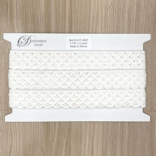 Miniatura 5 de Designer's Shop VL 6602 - Borde de encaje blanco de Venecia para costura, manualidades (festoneado) VL 6602 1-18 pulgadas x 5 yardas