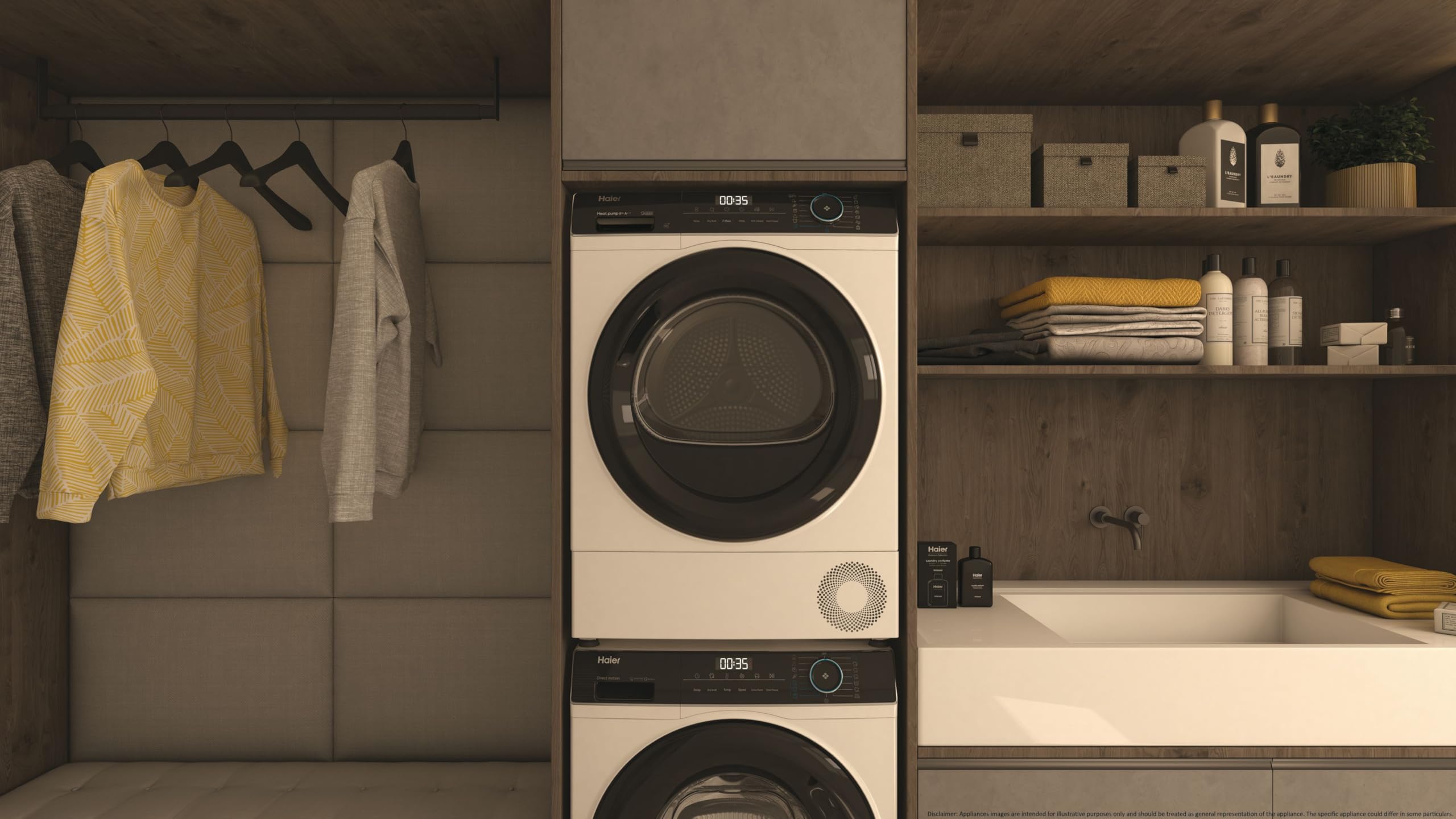 Haier I-Pro Série 3, HD100-A2939E-IT, Sèche-linge, 10 kg, Classe A ++, 65 dB, Vapeur, 15 programmes, Blanc, AxLxP 84,5 x 59,5 x 66,5 cm
