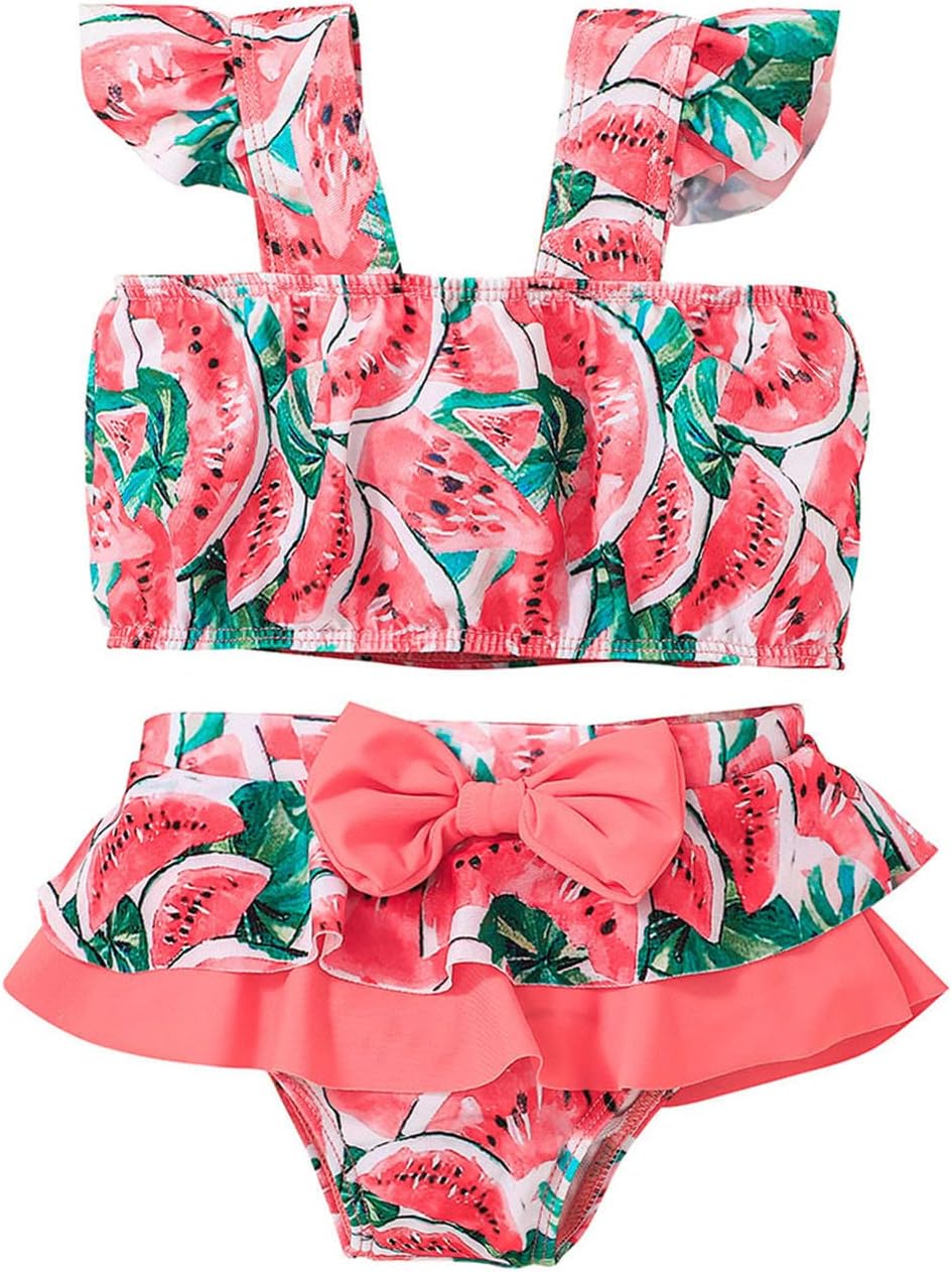 Two Piece Tankini Swimsuit for Little Girls Floral Ruffle