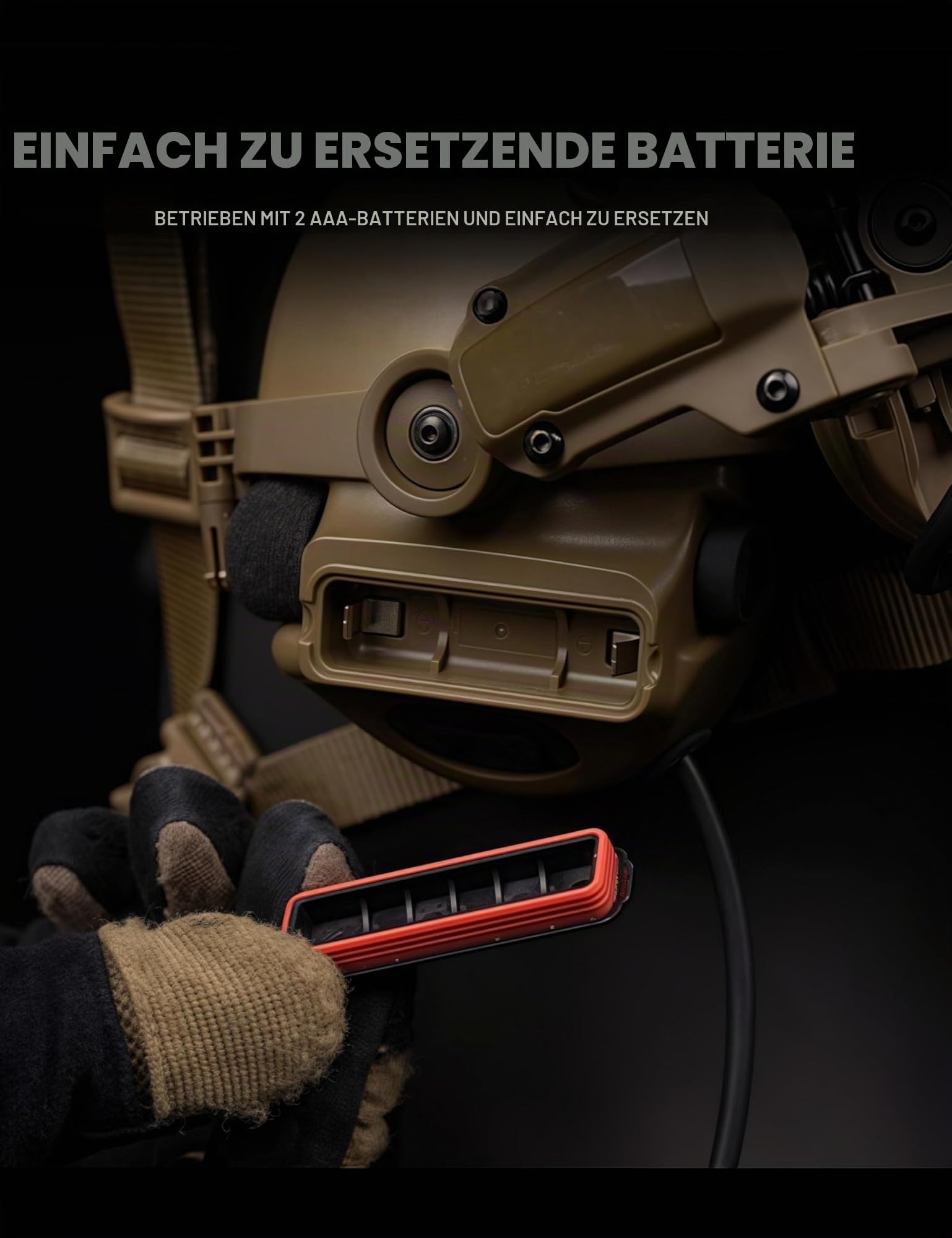 ACEXIER Taktisches Helm-Headset – Kommunikationskopfhörer mit Geräuschunterdrückung, umkehrbares Mikrofon, faltbares Design, NRR21dB-Gehörschutz für Outdoor-Aktivitäten