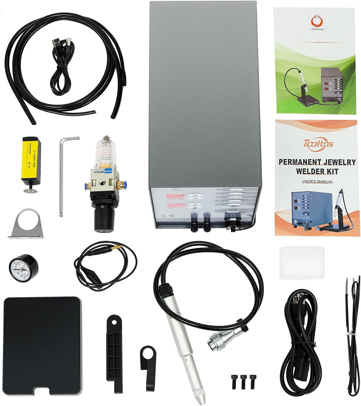 Spot Welder with LCD Screens, Adjustable Welding Power and Time, Compact Argon Arc Welding Machine, Stable Workbench, Aluminum Build, 110V 100W, for DIY, Workshops, and Repairs