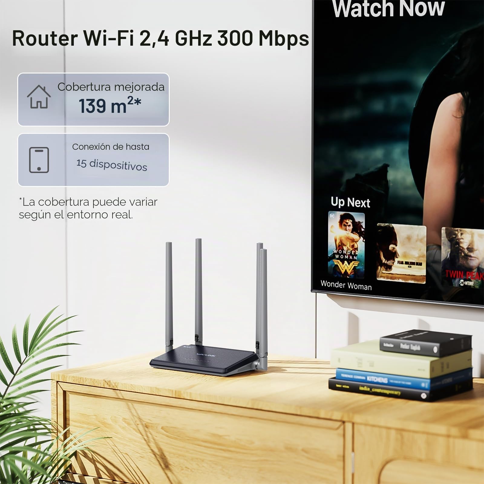 WAVLINK N300 Router 4G LTE con Chipset Qualcomm | WiFi Móvil 150Mbps | Compatible con Orange/Vodafone | 4 Antenas | SIM Slot | Fácil Instalación