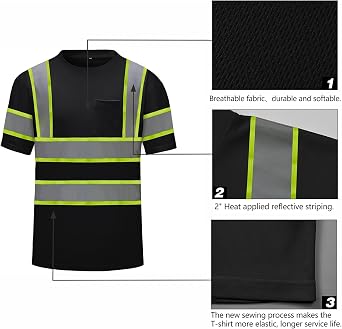 High Visibility Shirts Quick Dry Safety T Shirt FR Shirt for Men 6 oz 100% Cotton Flame Resistant Shirts