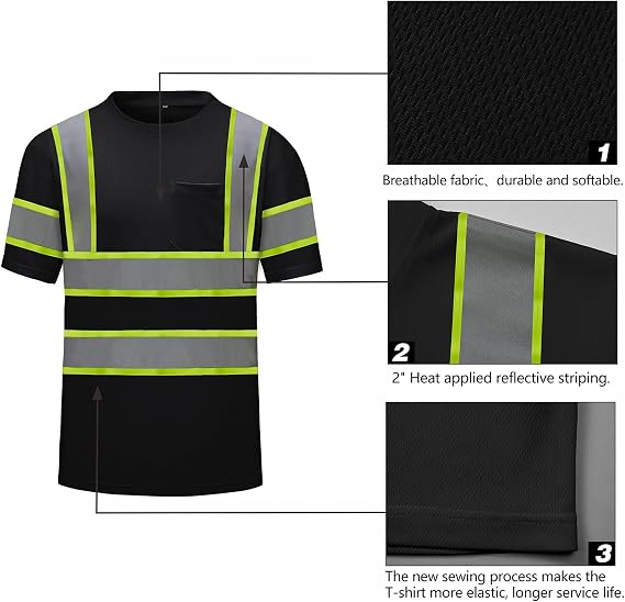 High Visibility Shirts Quick Dry Safety T Shirt FR Shirt for Men 6 oz 100% Cotton Flame Resistant Shirts