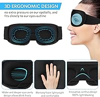 Vista 2 de Máscara para dormir, súper suave, con copa contorneada 3D, máscara de dormir mejorada con bloqueo ligero para mujeres y hombres con correa