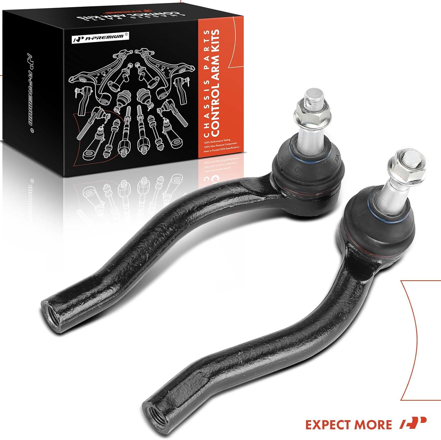 A-Premium 2 x Front Outer Tie Rod Ends, Compatible with Infiniti & Nissan - 2006-2020 - Q50 G25 G35 G35 QX50 Q60 G37 M35 M35h M37 M45 M56 Q70 Q70L Q40 EX35 370Z