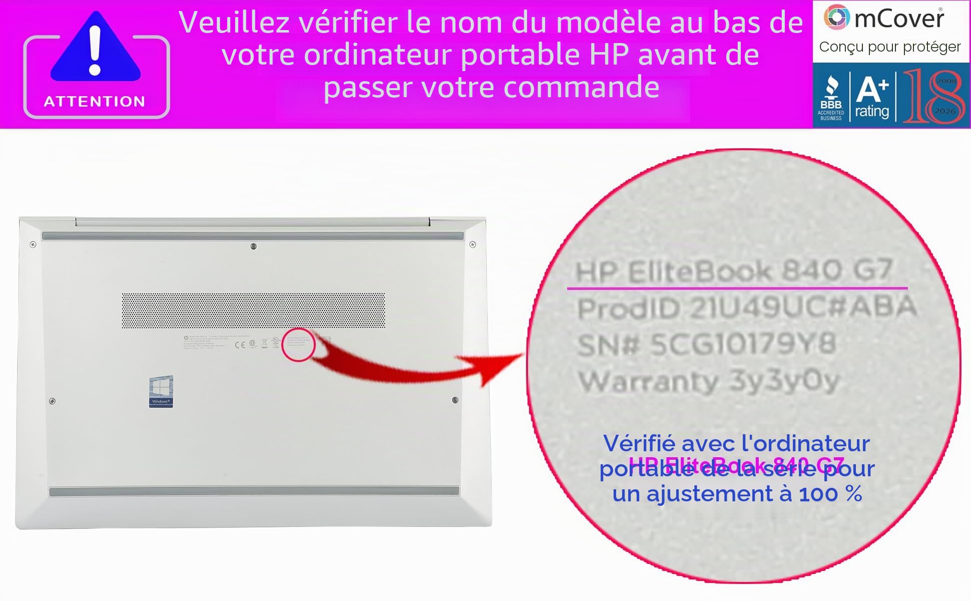 mCover Coque Compatible HP EliteBook 840 G7/G8 14" Noir