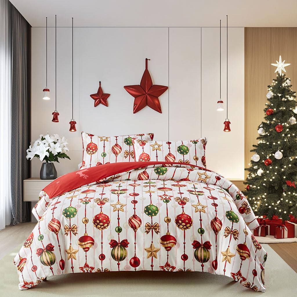 Jolusere Christmas Duvet Cover Queen Size Christmas Themed