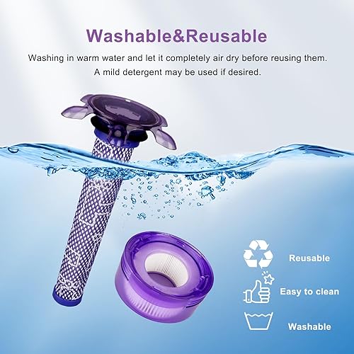 Miniatura 2 de Paquete de 4 filtros de repuesto para aspiradora Dyson V7, V8 Animal y V8 Absolute Vacuum. 2 prefiltros y 2 postfiltros. Compara con la parte #