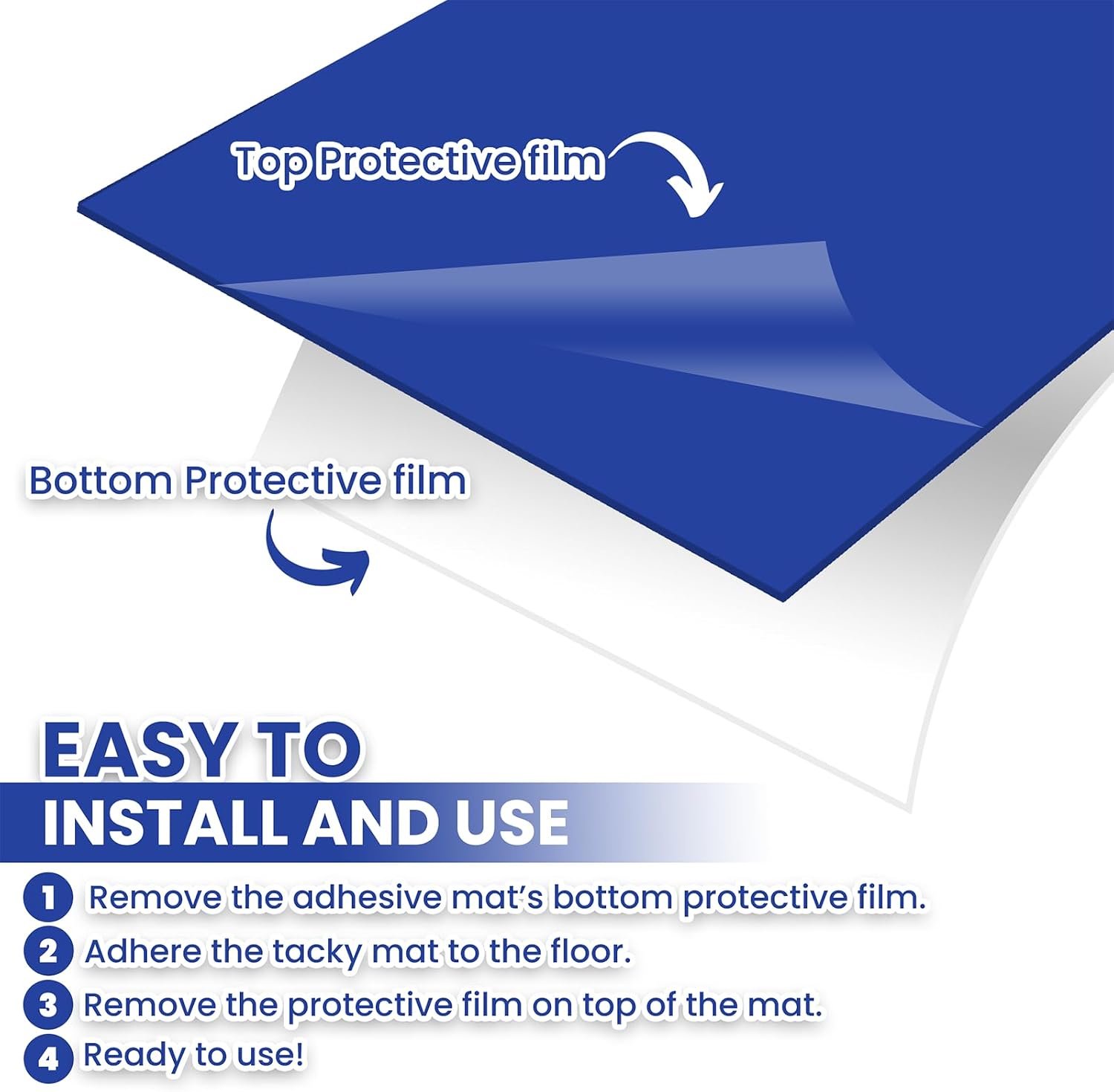 CALPALMY 300 Sheets 24" x 36" Adhesive Mats - Sticky Mat for Laboratories, Homes, Construction Sites, and More - Remove Dust and Dirt from Shoes and Equipment Wheels -Blue