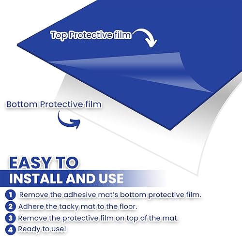 Miniatura 3 de CALPALMY 150 hojas de alfombrillas adhesivas de 18 x 36 pulgadas, tapete adhesivo para laboratorios, hogares, sitios de construcción y más  Elimina