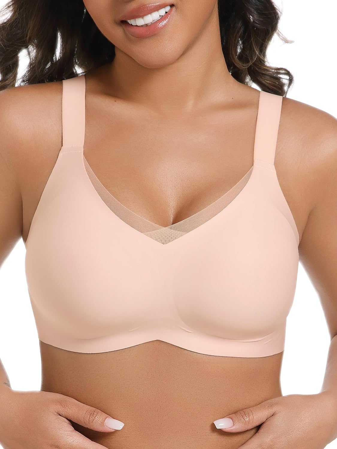 AILIVIN Wireless Bras for Women V Mesh Comfortable Seamless Bralette Supportive Tshirt Bra Breathable Push Up Everyday Bras