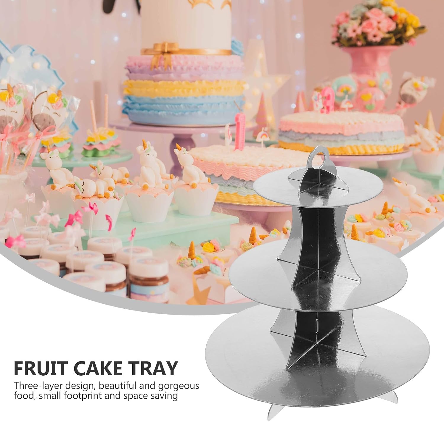 Ipetboom Three Tier Paper Cake Stand for Birthday and Shower image 3