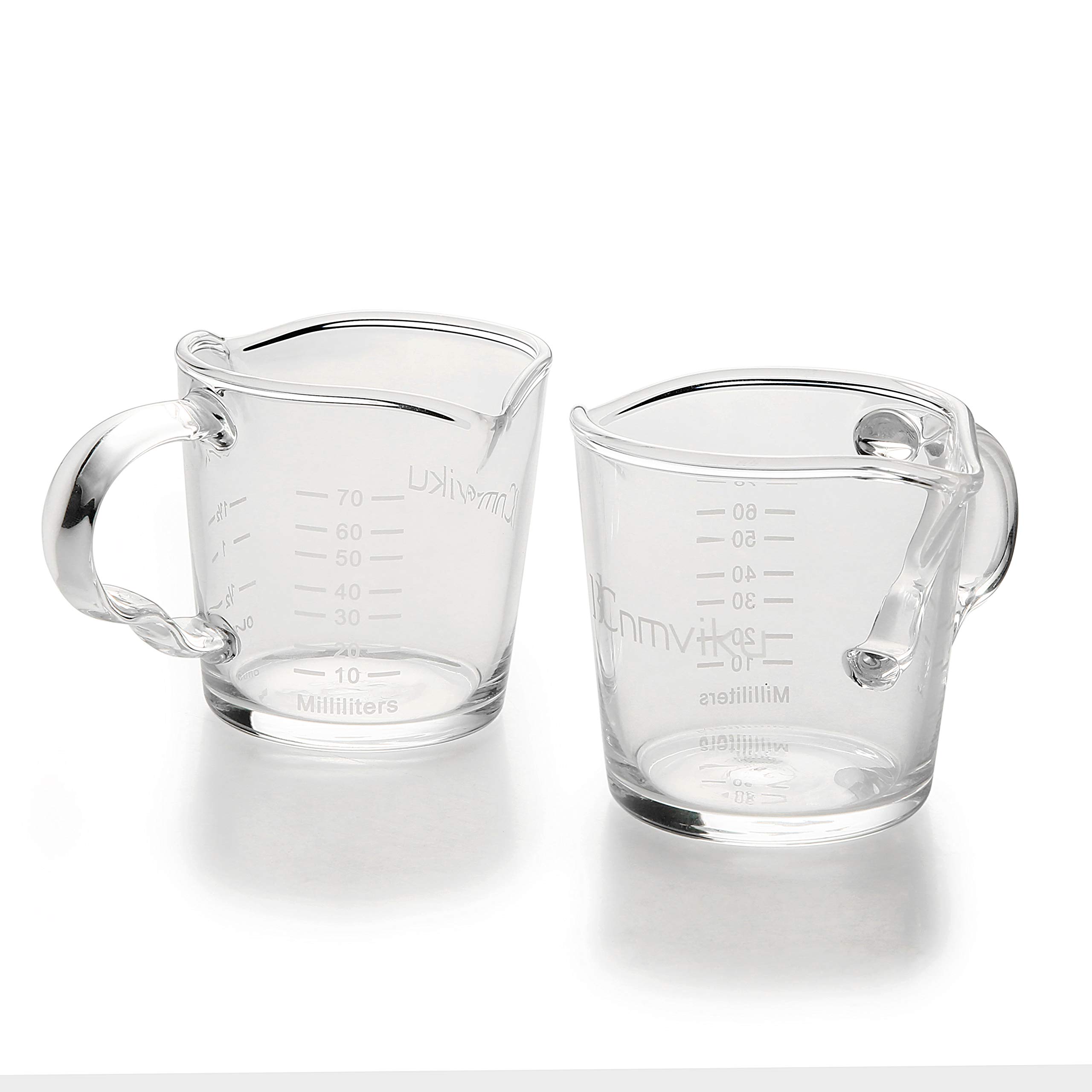 NCnnwovf Espresso Shot Glasses 70ML Triple Pitcher Barista Double Spouts With Pouring Handle (2)
