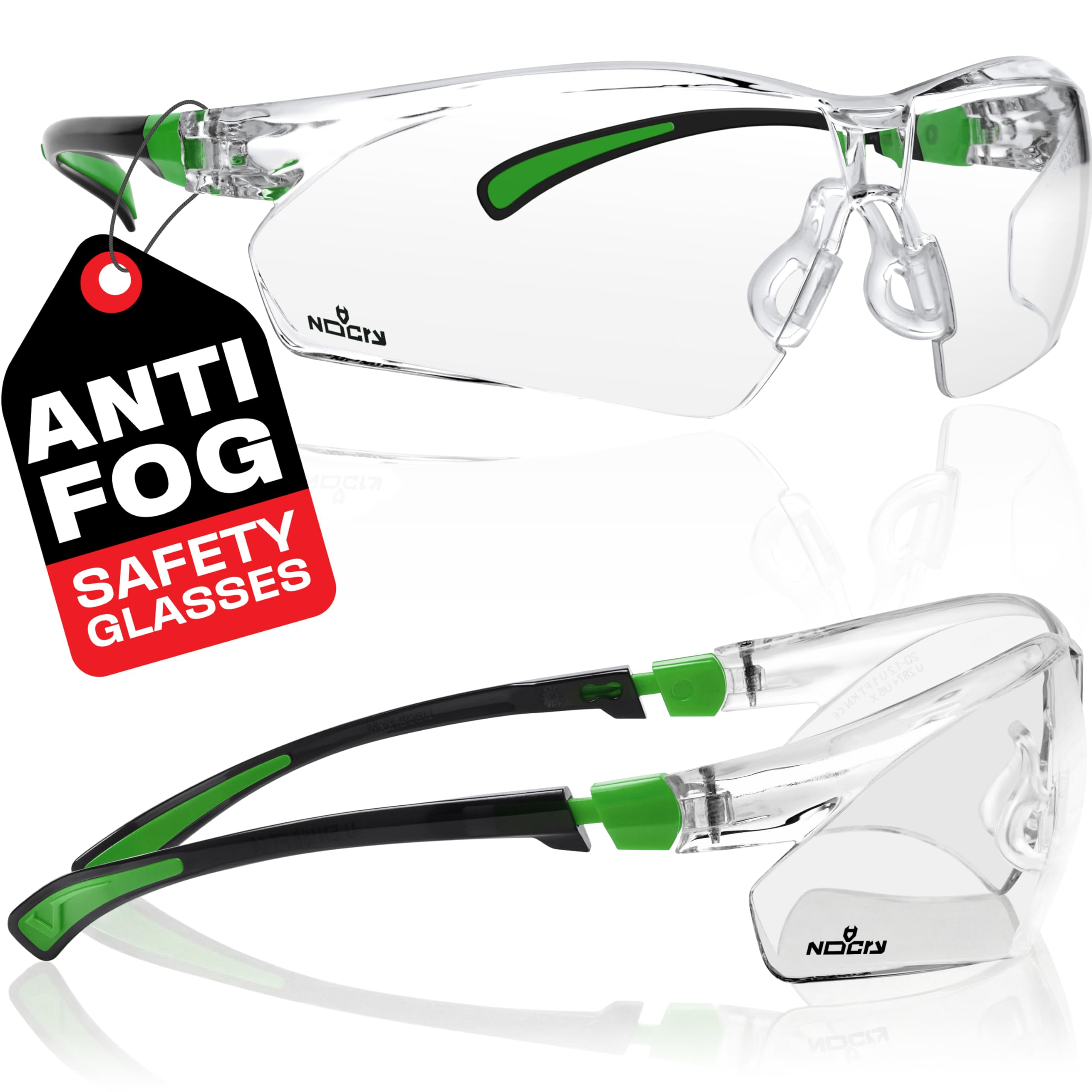 NoCry Safety Glasses - Clear, Anti-Fog & UV Protection -15