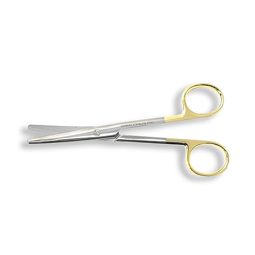 Cynamed TC Mayo - Tijeras de disección con insertos de carburo de tungsteno y anillos dorados, tijeras de precisión largas y gruesas, acero