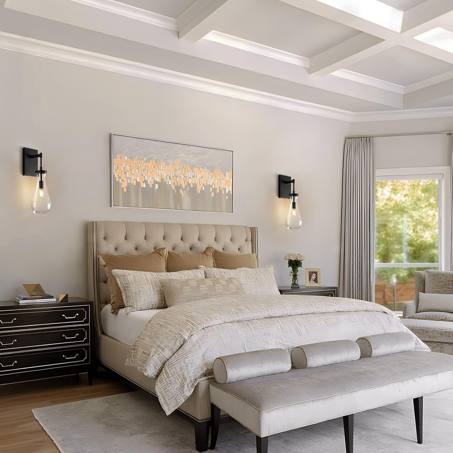 17" L Wall Sconces,Black Wall Lights Fixtures Bathroom Vanity Light Morden Wall Sconce Raindrop Wall Lamps for Living Room,Bedroom,Hallway,Stairs,Indoor