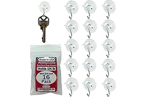 3/4 in (16 Pack) Suction Cup Hooks, Window & Glass Door Mini Heavy Duty