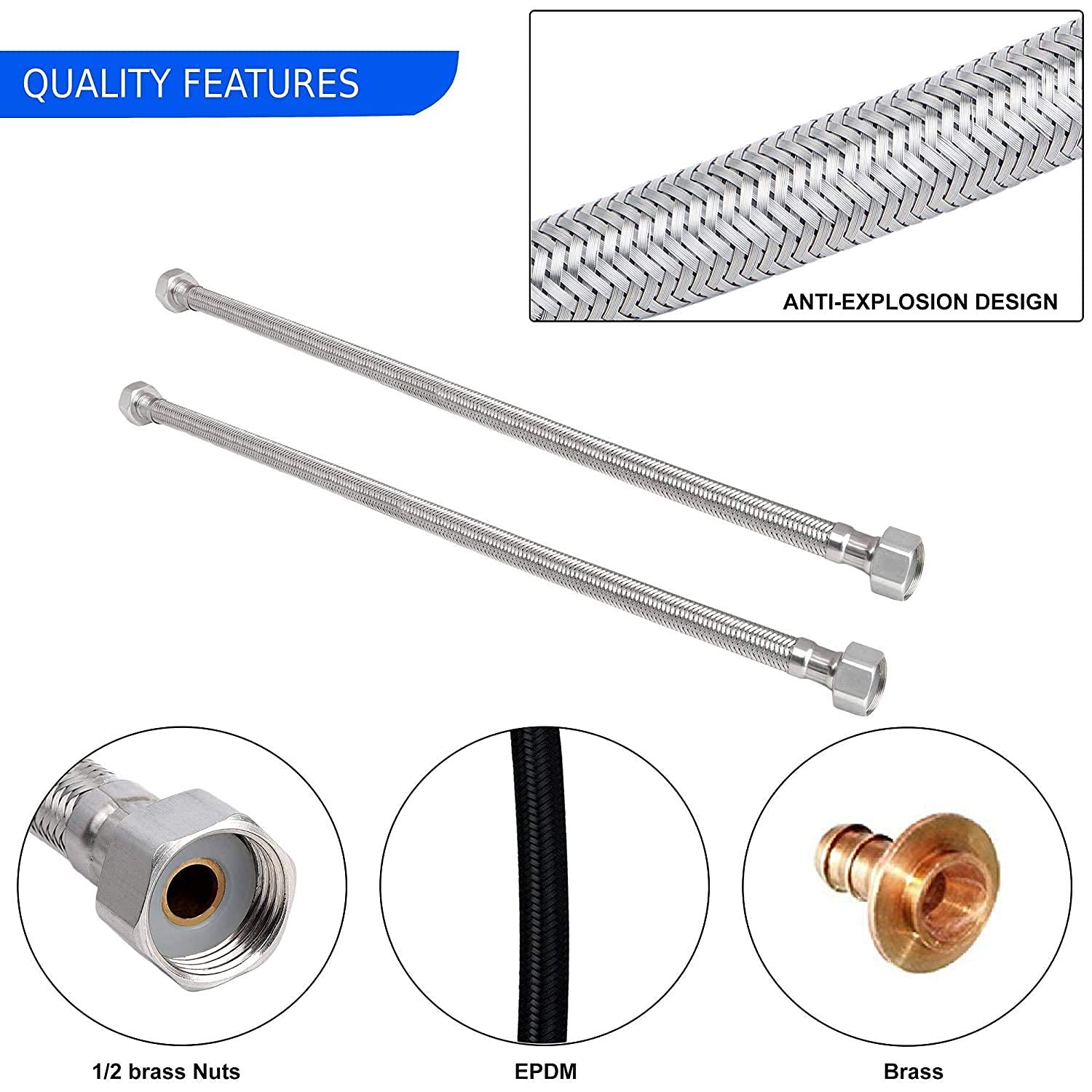 Swastik Heavy-Duty Stainless Steel Connection Pipe, 18-inch - Set of 2 3
