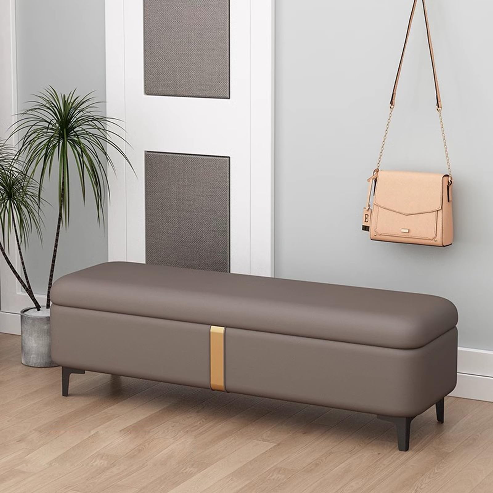 Banc à chaussures marron de 120 cm pour entrée élégante et hall d'accueil