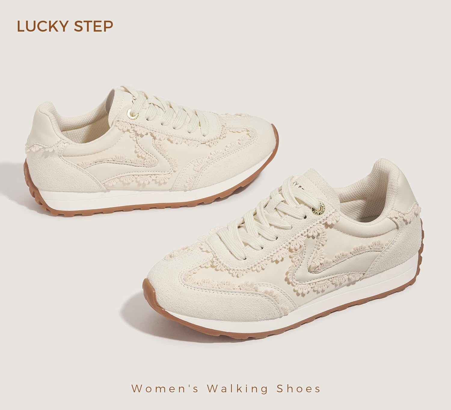 LUCKY STEP Women's Fashion Sneakers Trendy Tennis Shoes Neutral Stylish Retro Trainers Casual Running Walking Shoes - Image 6
