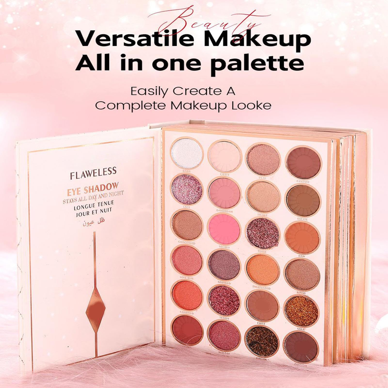 Palettes De Fard À Paupières 48 Couleurs Matte Brillant Highlighter | Palette De Fards À Paupières En Forme De Livre Pour Pour Femmes Filles Ados Fête Professionnel Occasions