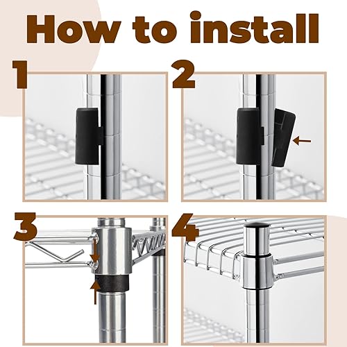 Miniatura 10 de Paquete de 50 clips de bloqueo de estante de alambre de 1 pulgada, clips de plástico de repuesto, clips de estante de manga negra para estanterías