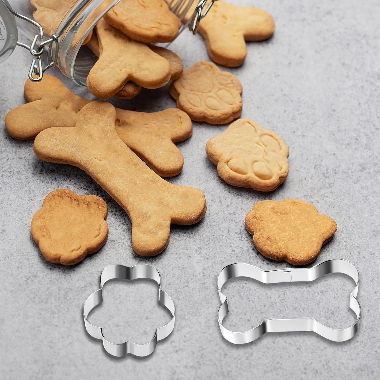 6 PCS Dog Bone Cookie Cutter, 3 Sizes Stainless Steel Dog Bone & Paw Print Cookie Cutter Set Biscuit Mold for Theme Party Homemade Treats and Baking - Image 5