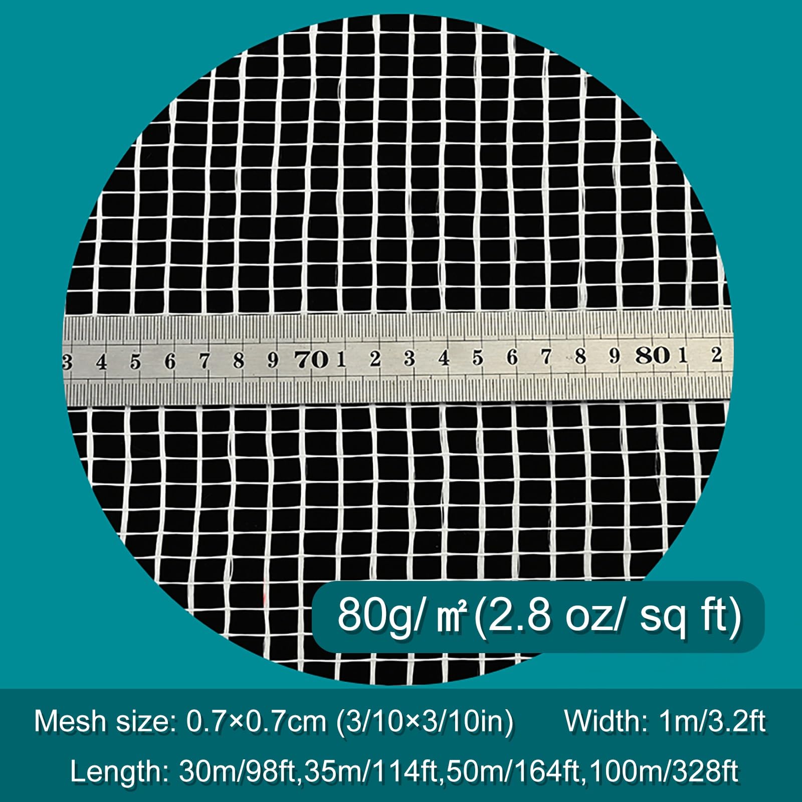Fiber Fuse Drywall Mesh for Plaster Repair, 98 114 164 328 FT Adhesive Stucco Mesh Fiberglass for Seam Patch/Wall Crack, Reinforcement Concrete Plastering Roll(Hole 0.7cm(3/10in),L 100m(328ft))