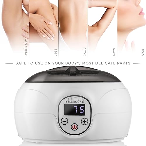 Miniatura 6 de Saloniture Máquina calentadora de cera profesional para depilación con pantalla digital para el hogar, spa o salón - Tapa negra