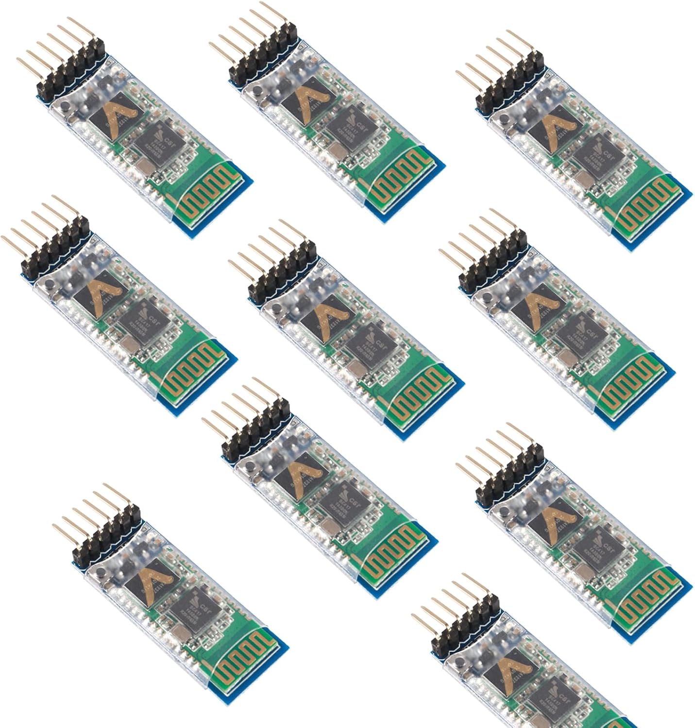 10PCS HC-05 Wireless Bluetooth Receiver RF Serial Transceiver Module Master Slave Integrated Bluetooth Module 6 Pin Wireless Serial Port Communication BT Module