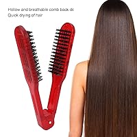 Vista 2 de Pinza para alisar el cabello, peine de doble cara para peinar el cabello rizado y ondulado, herramienta alisadora con cepillos dobles
