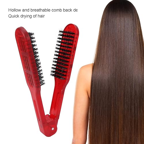 Miniatura 4 de Cepillo de abrazadera para alisar el cabello, cepillo alisador de pelo resistente a altas temperaturas, cepillo de peinado de doble cara para alisar