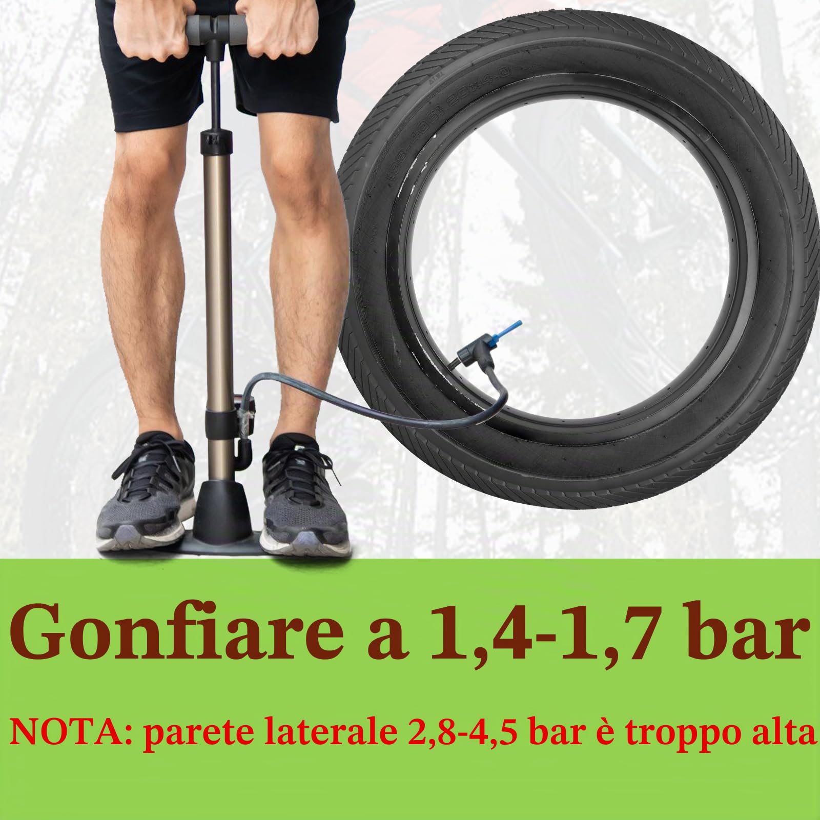 1/2 Set 20 x 4,0 pollici Heavy Duty E-Bike pneumatici Fat Bike 98 – 406 30TPI guaina per bicicletta con profilo antiscivolo per biciclette elettriche/Fat Bike/MTB
