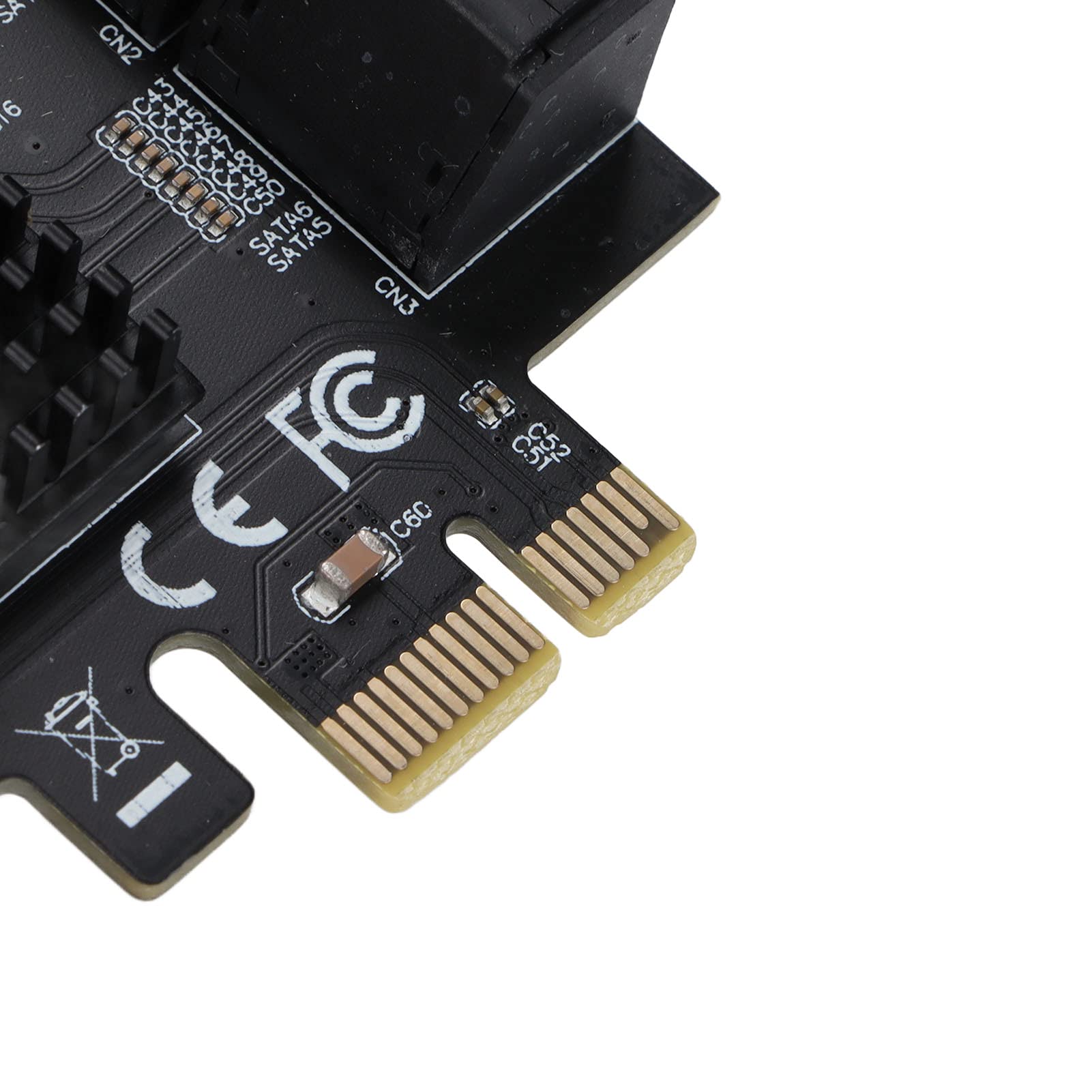 Karta SATA PCI E, 6-portowy Układ ASM 7-pinowe Złącza Przyłączeniowe Karty Rozszerzeń Kompatybilne z SATA I/II dla 7 32/64-bit, dla XP/Vista, dla 8/10, dla Linux