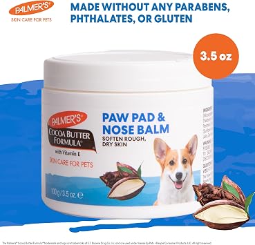 Palmer's for Pets Cocoa Butter Paw Pad and Nose Balm for Dogs, 3.5 Oz