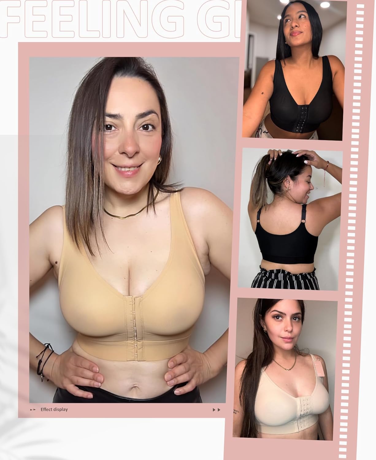 FeelinGirl Minimizer Bras Post Surgery Compression Front Closure Bra Wirefree Mastectomy with Adjustable Straps - Image 6