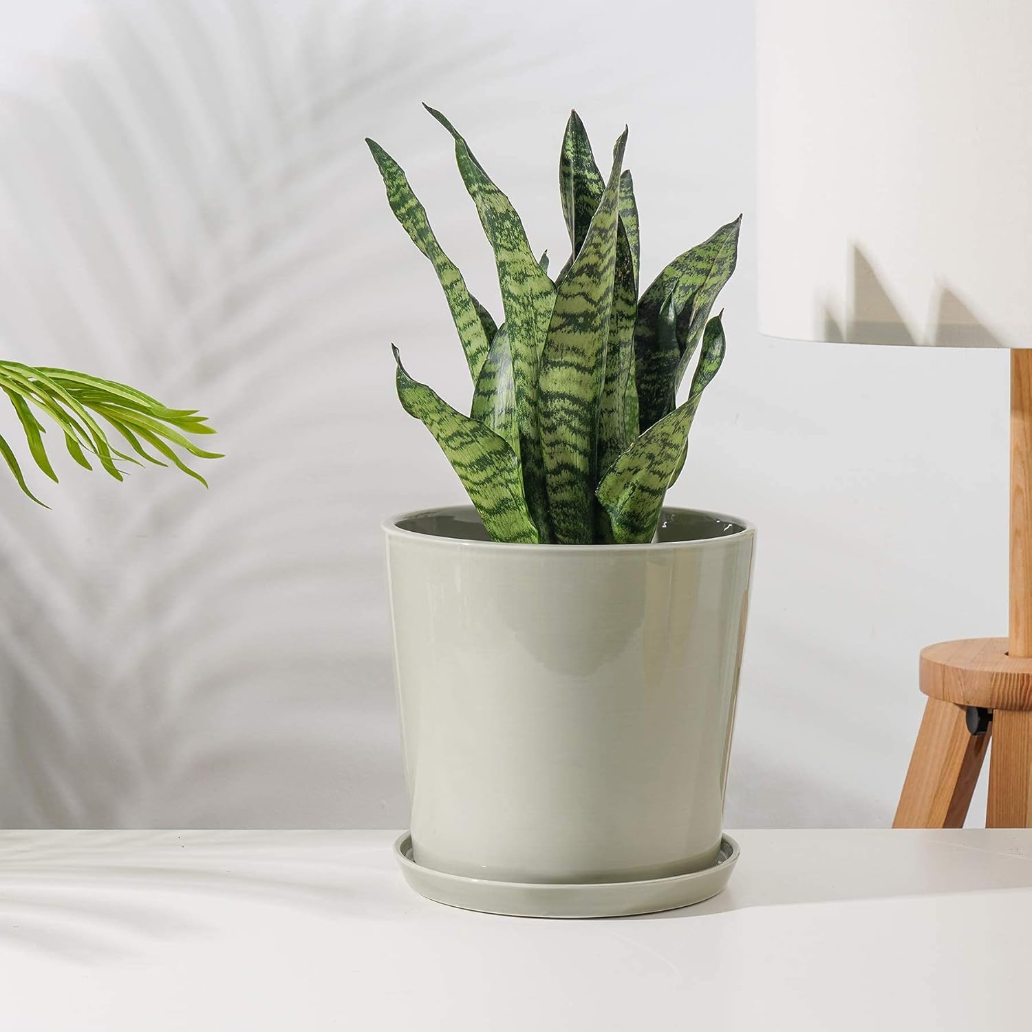 Ceramic Planter Pots for Plants - POTEY 056211 8.7 Inch Glazed Ceramic Planters Indoor Plants Minimalist Modern Home Decoration Container Plant Pots Outdoor with Drainage Hole(Plants NOT Included) : Patio, Lawn & Garden