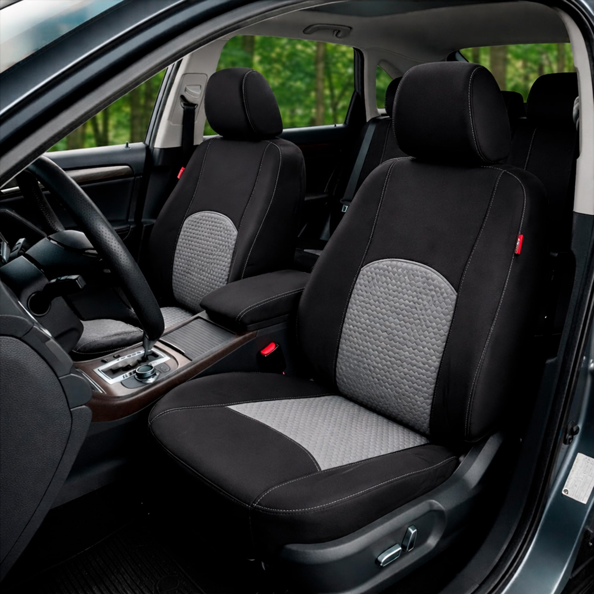 Funda Asiento Coche Delantero (Pack 2 Unidades) con Reposacabezas Coche, Protector Asiento Coche Delantero, Fundas Asientos Coche Universales, Cubre Asientos Coche, Compatibles con Airbags Laterales