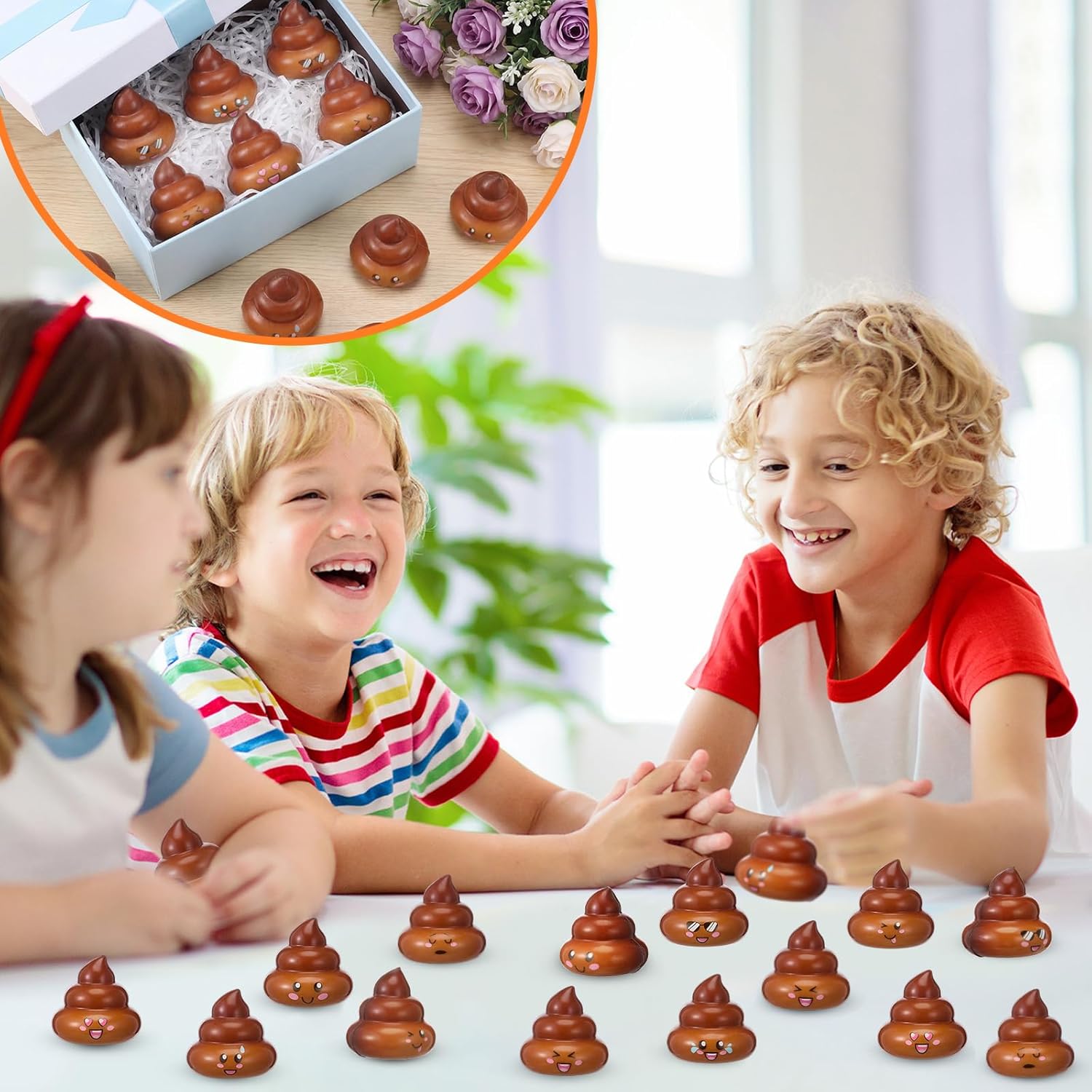 Leyndo 50 Pcs Original Poop Stress Ball Stretchy Sensory Poop Toys Poo Figures for Halloween Party Favors Joke Tricky Anxiety Relief Decor in Funny Pose Birthday Gift Prizes (Brown)