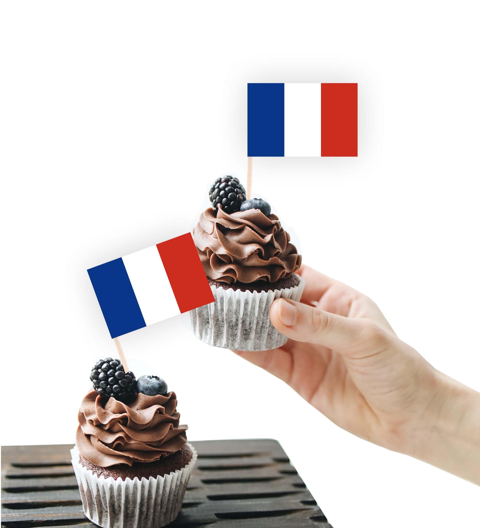 100PCS France Flag Cake Topper,French Cupcake Stand For Party Decoration Supplies — image 1