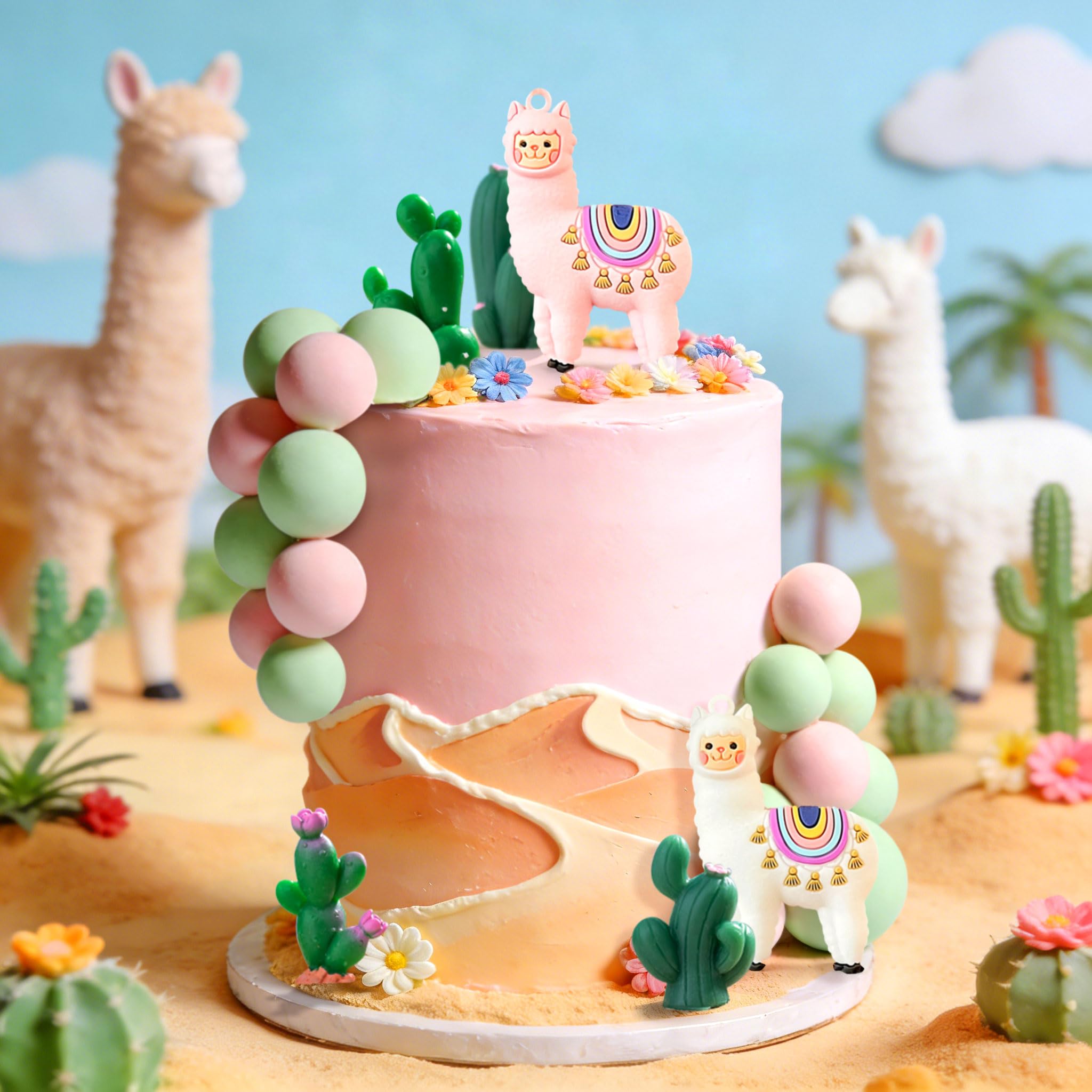 Llama Cactus Alpaca Cactus Cake Topper Decorations for Mexican Fiesta Birthday Baby Shower Cinco De Mayo Party Supplies - Image 4