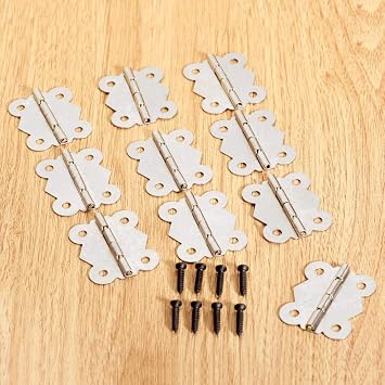 Door HingesDoor Hinges Internal 10Pcs 40X34Mm Antique Bronze/Silver Cabinet Hinges Butterfly Iron Hinges Furniture Accessories Wood Box Hinges Furniture Fitting-Bronze Color Silver
