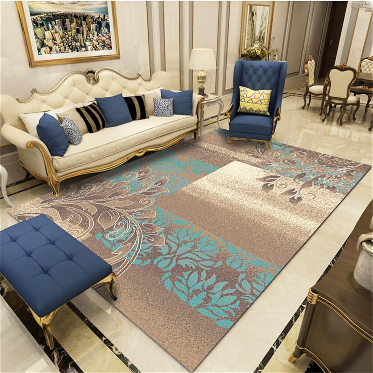 Accessori Soggiorno Tappeto Sonoro Per Bambini Tappeto ristorante blu semplice stile moderno lavabile Tappeti Salotto Grandi 80X150CM