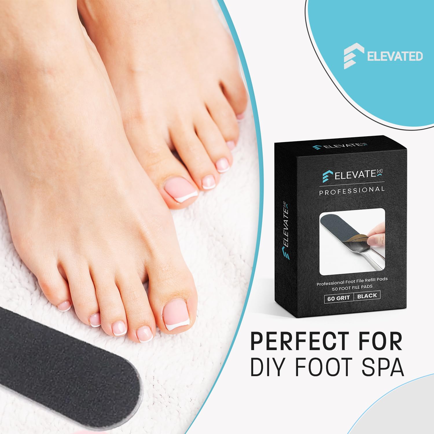 Recambios profesionales para limas de pedicura, paquete de 50 almohadillas de repuesto para limas de pies, color negro, limas desechables para pedicura, almohadillas para limas de pies con adhesivo