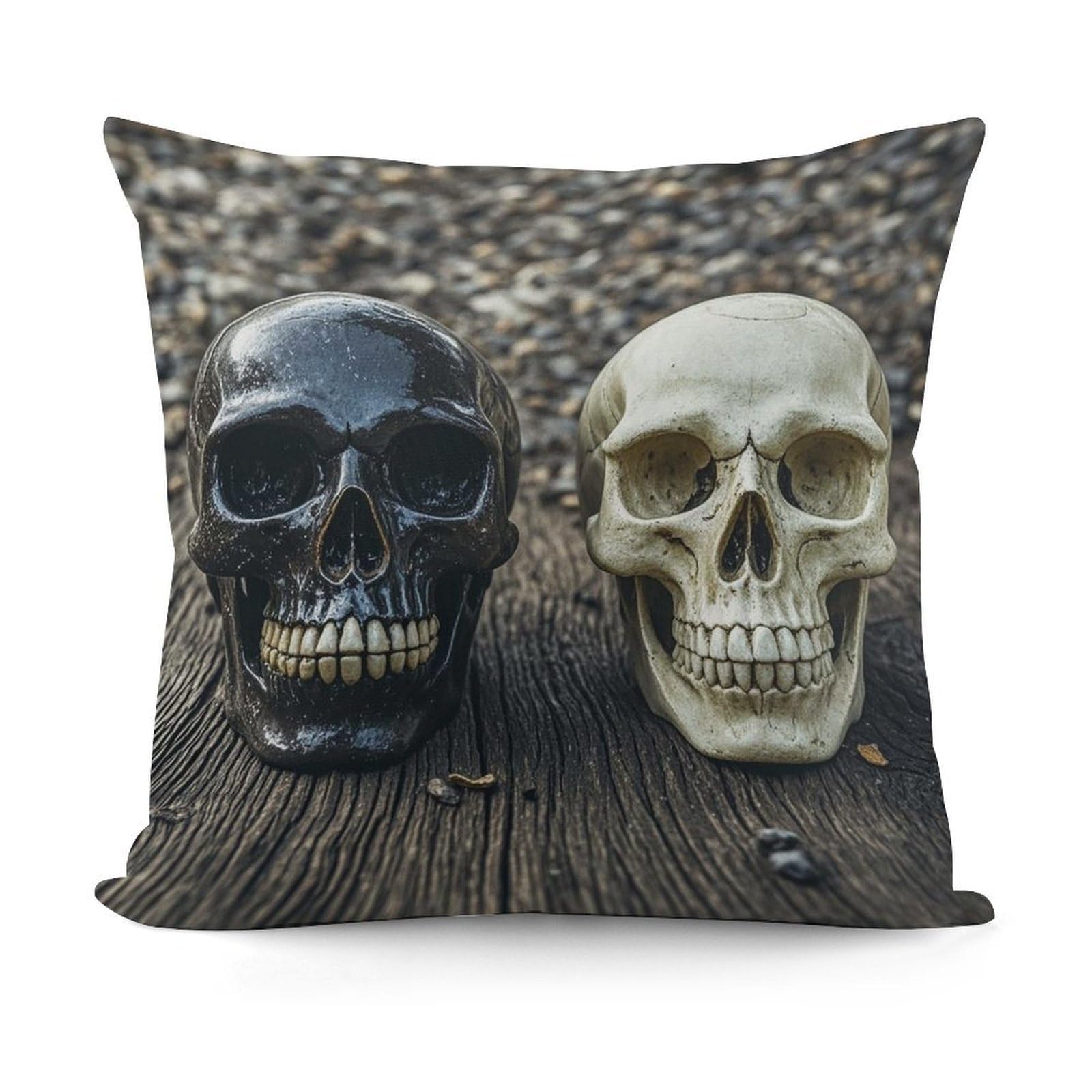 LZQPOEAS Skull on The Ground Throw Pillow Cover 18x18 in Breathable Square Pillow Case Cozy Soft Pillowcase Protector Fashion Modern Couch Cushion Case for Living Room Bed Sofa Decor
