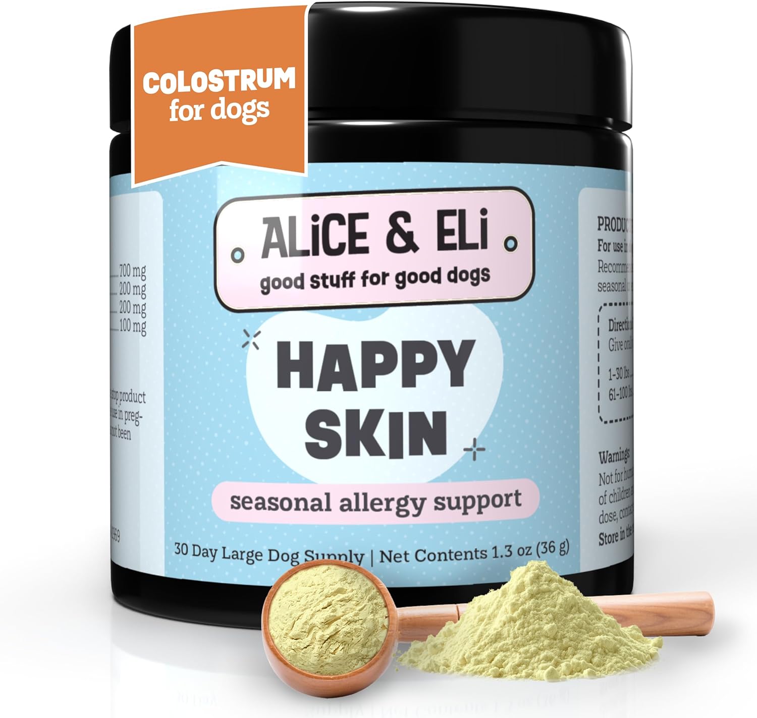 Alice & Eli Happy Skin – Seasonal Allergy Support with Quercetin & Bovine Colostrum – for Dogs with Sensitive Skin or Environmental Allergies