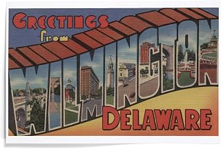 Lantern Press 12x18 Inch Art Print Wall Decor, Greetings from Wilmington, Delaware