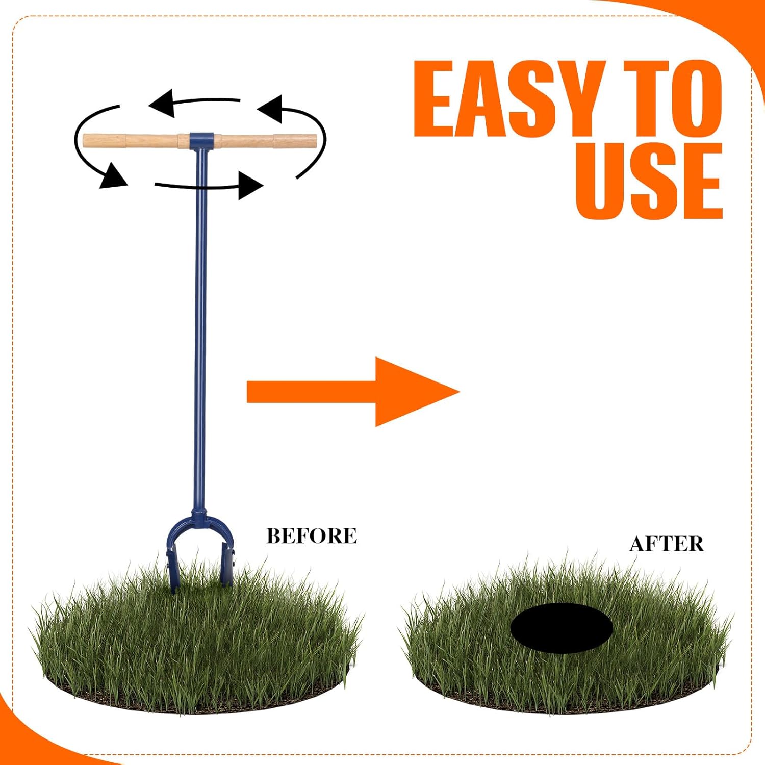 Hand Auger Post Hole Digger 6"x 46" with Non-Slip Hardwood T Handle Adjustable Industrial Auger Large Garden Auger Drill for Fence Post Installation Planting Trees Digging